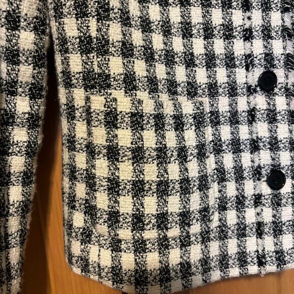 Talbots Black and White Gingham Tweed Jacket Size Small Size 4 - Picture 3 of 11